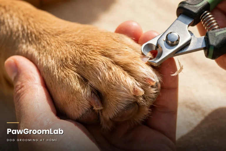 Dog having its nails trimmed safely